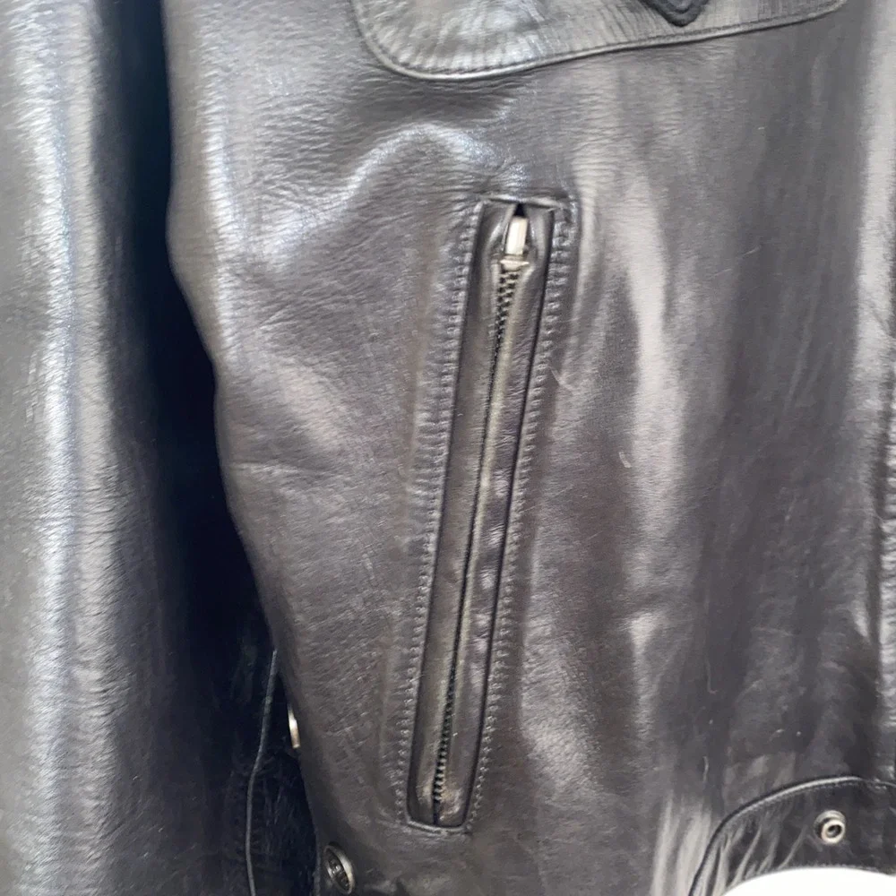 Phat Farm Women Black Leather Motorcycle Size XL Discount 4 Damage Zipper $500+‎